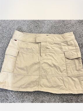 Y2K Vintage Tommy Hilfiger Beige Khaki Cargo Mini Skirt size:7